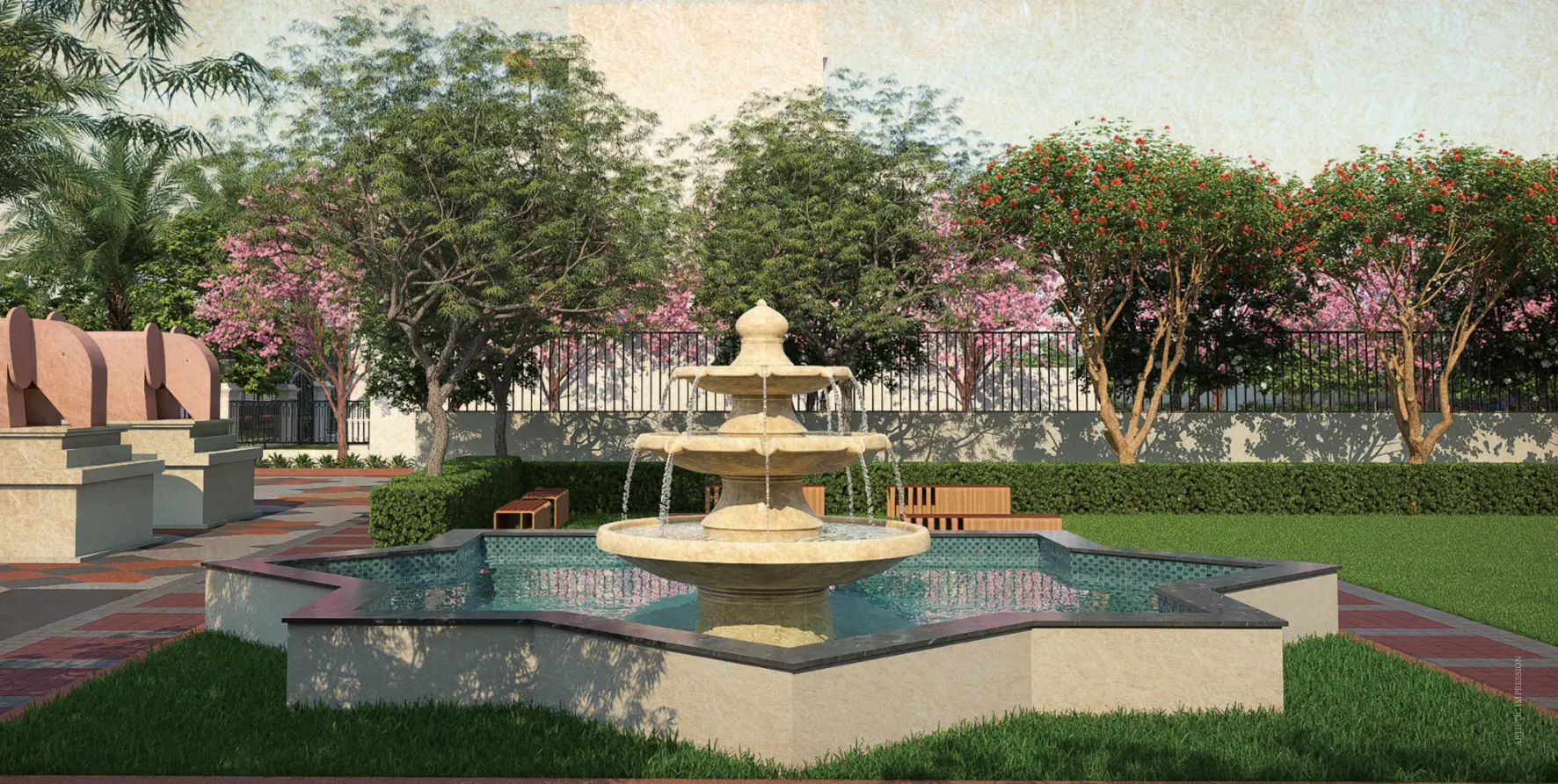 Ultra Luxury Swimming Pool and Clubhouse Lounge View