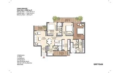 Ace Arte 3 Bedroom indicative floor plan